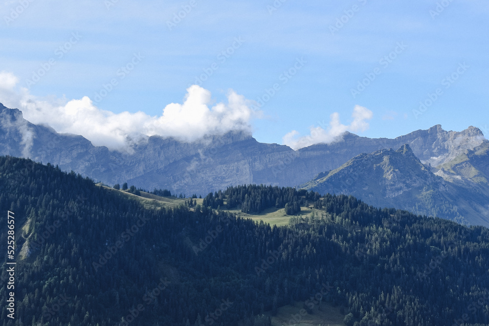 View over the mountains in Gryon, Switzerland
