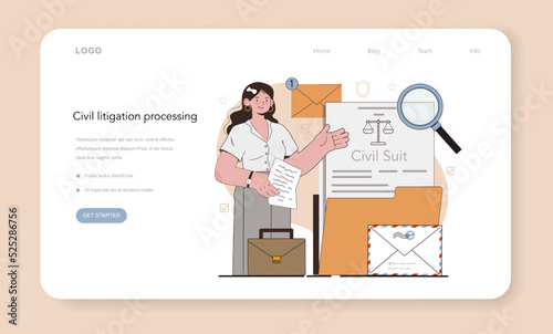 Prosecutor web banner or landing page. Court attorney processing