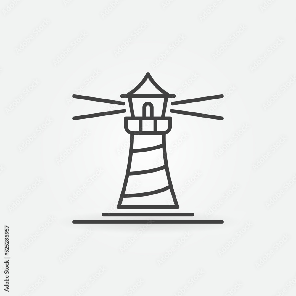 Obraz premium Cute Lighthouse linear vector concept icon or sign