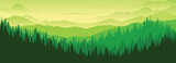 Landscape of mountain forests in the morning. Natural backgrounds for Brenner designs, website backgrounds, vector images.