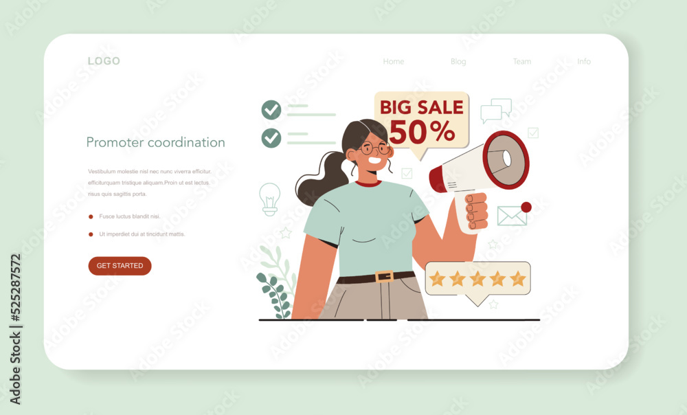 Supervisor web banner or landing page. Manager guiding employees