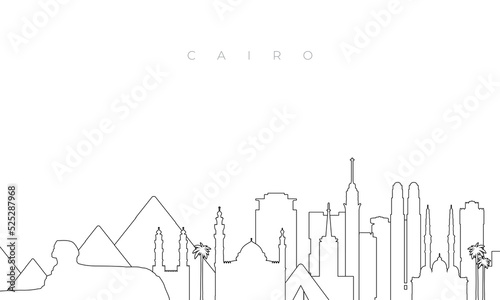 Outline Cairo skyline. Trendy template with Cairo buildings and landmarks in line style. Stock vector design.