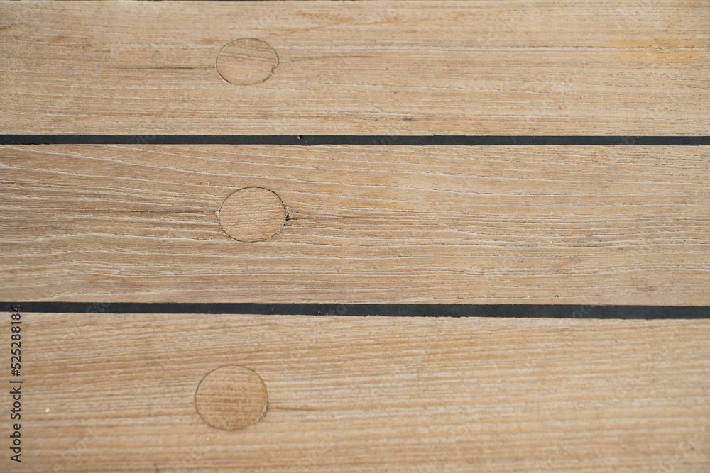 floor of a sailing boat, floor with wooden rivets. wood texture. Stock
