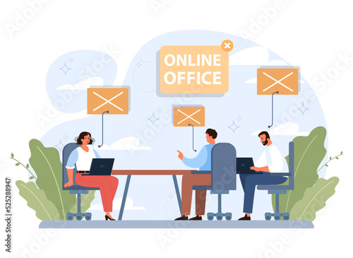 Online office. Modern virtual office developing and moderating