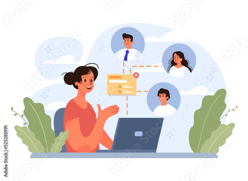 Online office. Modern virtual office developing and moderating