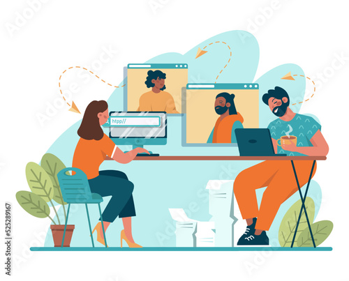 Online office. Modern virtual office developing and moderating