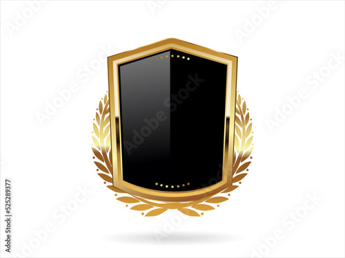 Golden badge retro style isolated on white background 