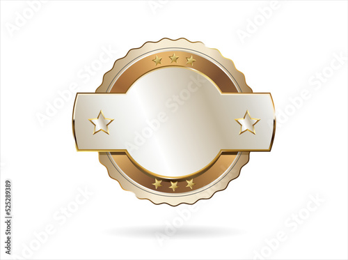 Golden badge retro style isolated on white background 