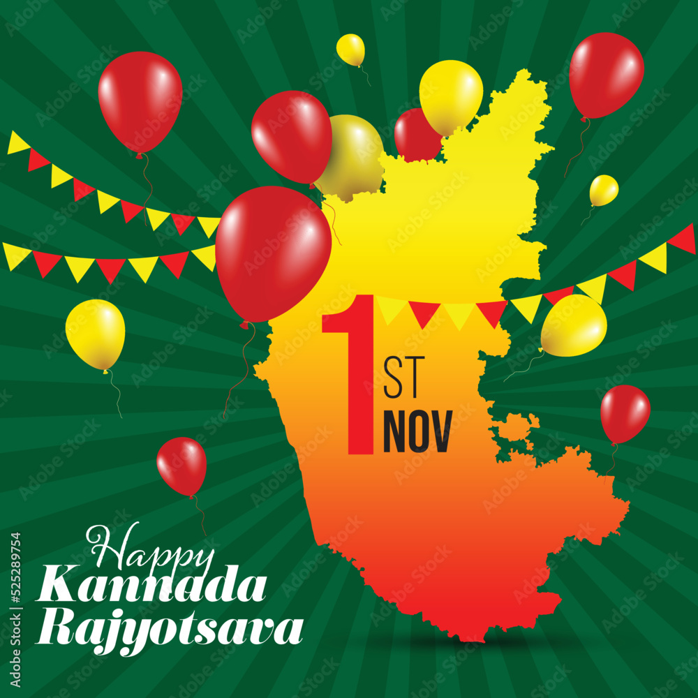 Happy Kannada Rajyotsava vector card Stock Vector | Adobe Stock