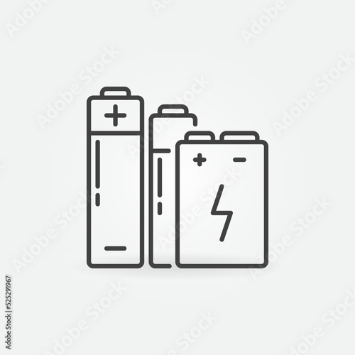 Batteries vector concept icon in thin line style