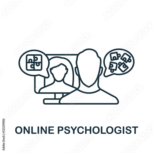 Online Psychologist icon. Line simple Psychology icon for templates, web design and infographics