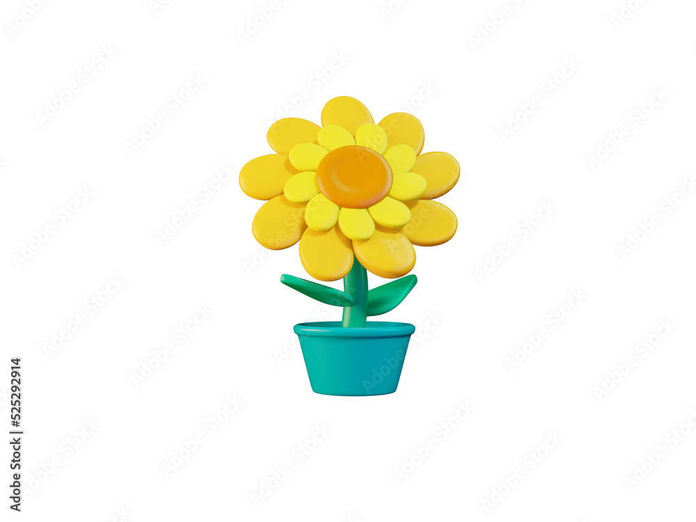 Colorful flowerpots  Icon  isolated 3d render illustration