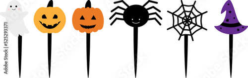 Halloween cake toppers with pumpkin, ghost, spider,  templates	
