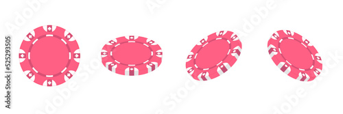Casino and poker chips in pink color. Realistic style. Elements for creating a website, banner, flyer, advertisement. Vector illustration