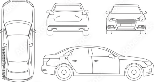 Vector Car line art and car logo symbol