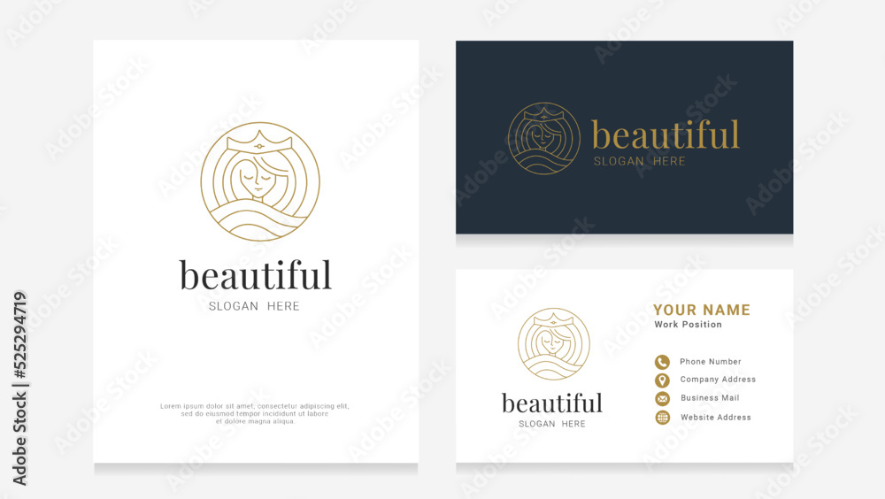 Fototapeta premium Beauty Spa Logo, Woman logo with business card elegant
