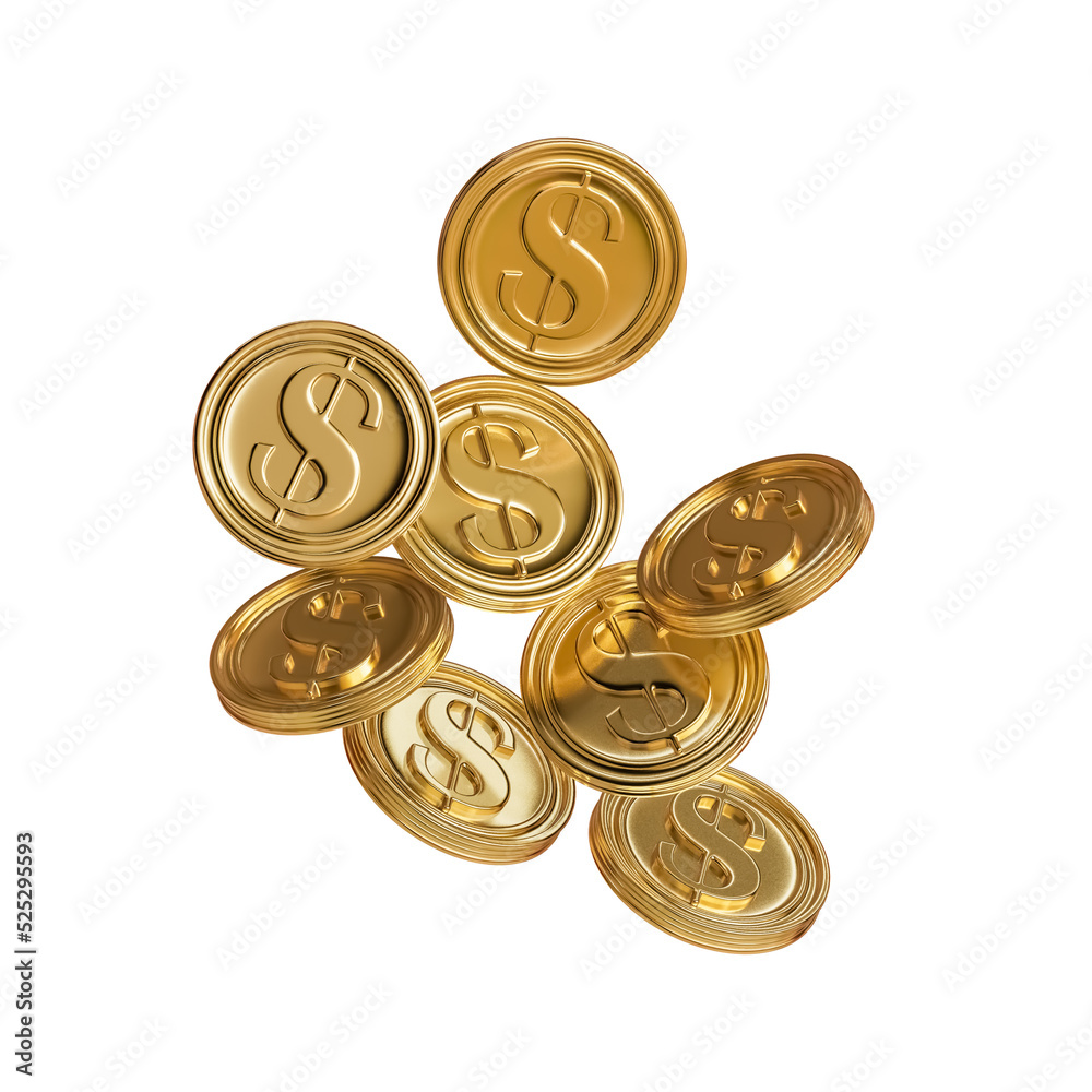 Dollar sign gold coin icon Isolated 3d render Illustration Dollar sign gold coin icon Isolated 3d render Illustration