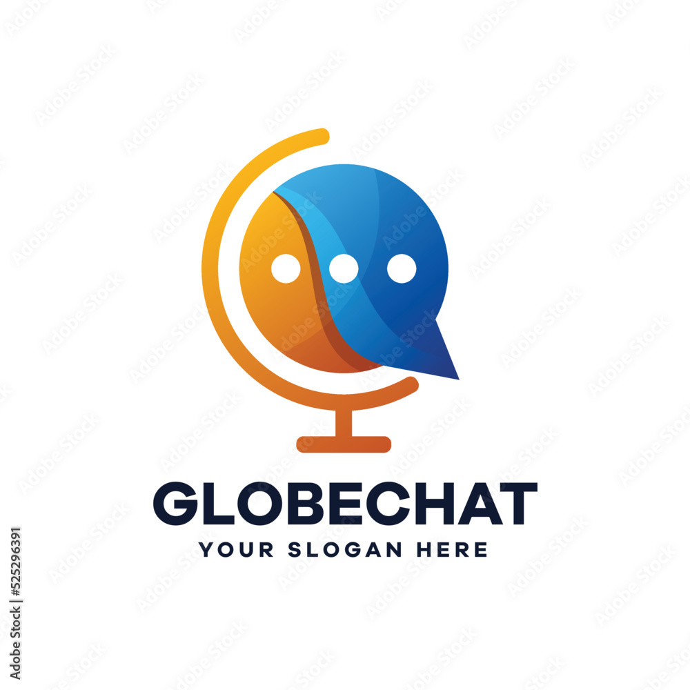 Naklejka premium Globe Chat Gradient Logo