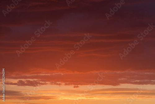 Sunset sky with red and orange clouds