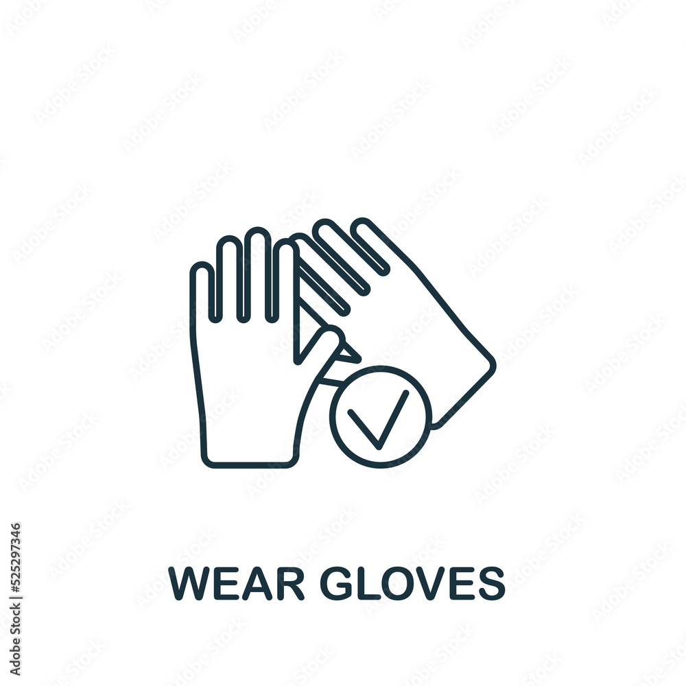 Wear Gloves icon. Line simple Quarantine icon for templates, web design and infographics Wear Gloves icon. Line simple Quarantine icon for templates, web design and infographics