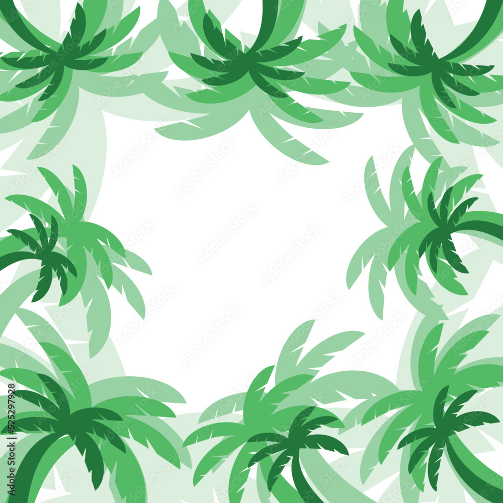 Palm frame, vector. Frame with green palm trees on a white background.