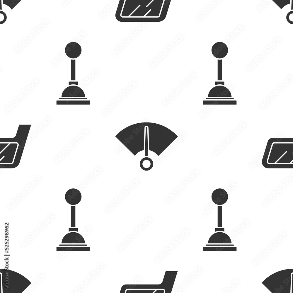 Set Car mirror, Speedometer and Gear shifter on seamless pattern. Vector Set Car mirror, Speedometer and Gear shifter on seamless pattern. Vector
