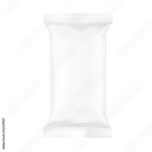 Mockup of food pillow bag isolated  on white background. Vector illustration ready and simple to use for your design. The mock-up will make the presentation look as realistic as possible.