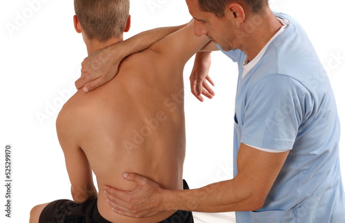 Adolescent Posture Correction. Chiropractic treatment, Back pain relief. Physiotherapy concept
