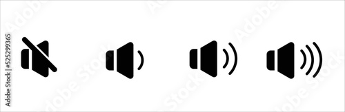 Volume icon. Symbol. Sign. Vector illustrationSet of speaker icon collection. volume icon vector. loudspeaker symbol. Mute and unmute volume sound flat vector icons for video apps and websites