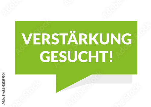 Button Stellenanzeige Verstärkung gesucht grün