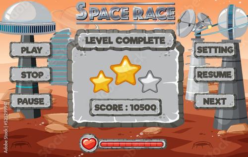 Space game background template and elements