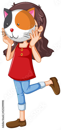 A girl wearing animal mask