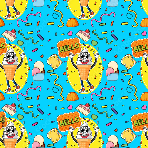 Sweet ice cream seamless pattern