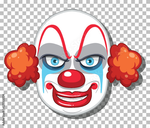 Scary clown head on grid background