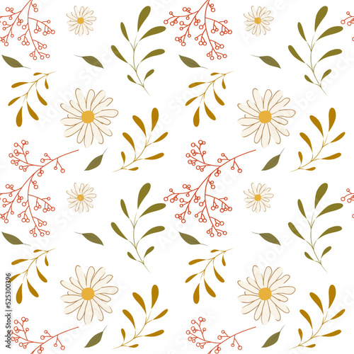 Vector seamless floral background with wild herbs and flowers on white. Hand drawn botanical herbal illustration in sketch style. For print, fabric, wallpaper, wrapping and other seamless design.