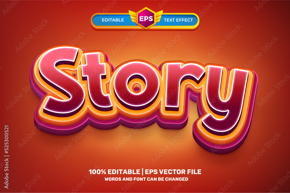 Kids Story cartoon 3D Editable text Effect Style Kids Story cartoon 3D Editable text Effect Style