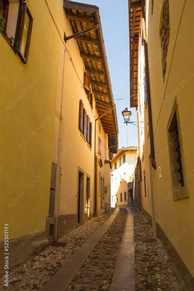 A quiet back street in the historic medieval centre of Cividale del Friuli, Udine Province, Friuli-Venezia Giulia, north east Italy
