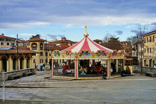 Carousel in Sant'Agostino square in Arezzo, Tuscany, Italy