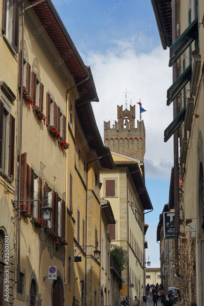 Via San Francesco in the old town of Arezzo, Tuscany, Italy