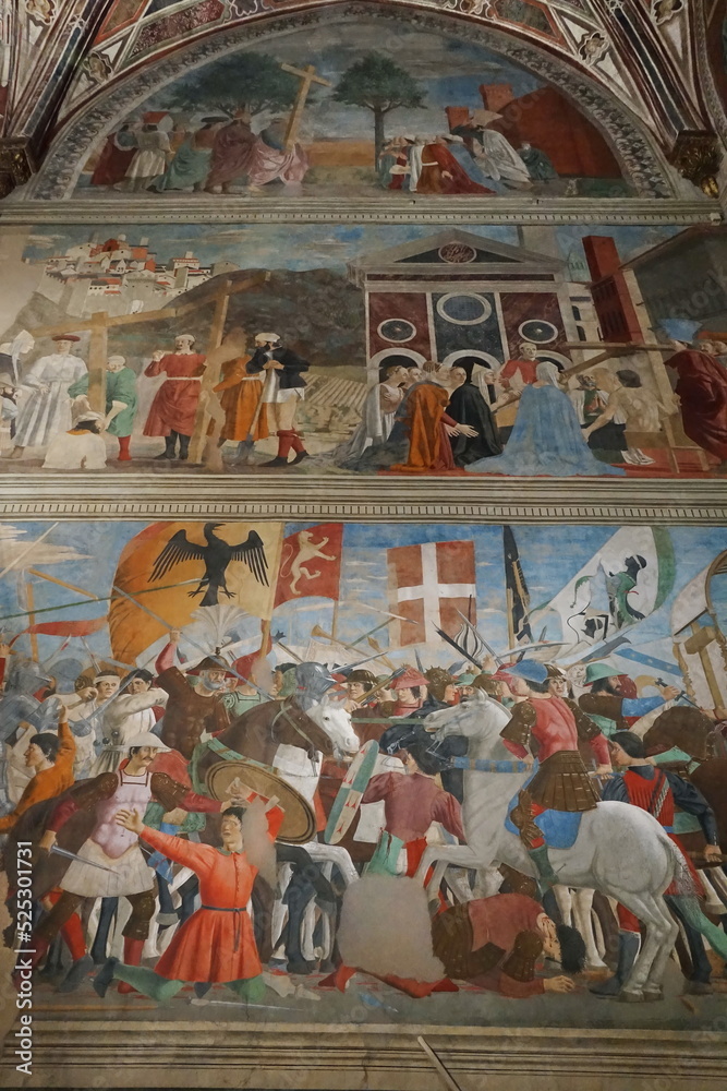 Frescoes inside the basilica of San Francesco in Arezzo, Tuscany, Italy