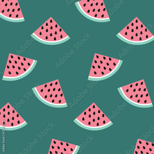 Juicy cartoon watermelon seamless pattern, texture, background, wallpapers, endless ornament, repeating print vector illustration for textiles, wrapping paper, fabric, packaging design, cover design