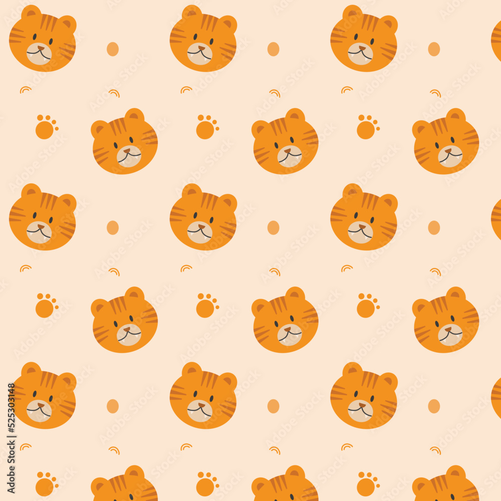 All face of tiger illustration and elements background seamless pattern in vector. All face of tiger illustration and elements background seamless pattern in vector.