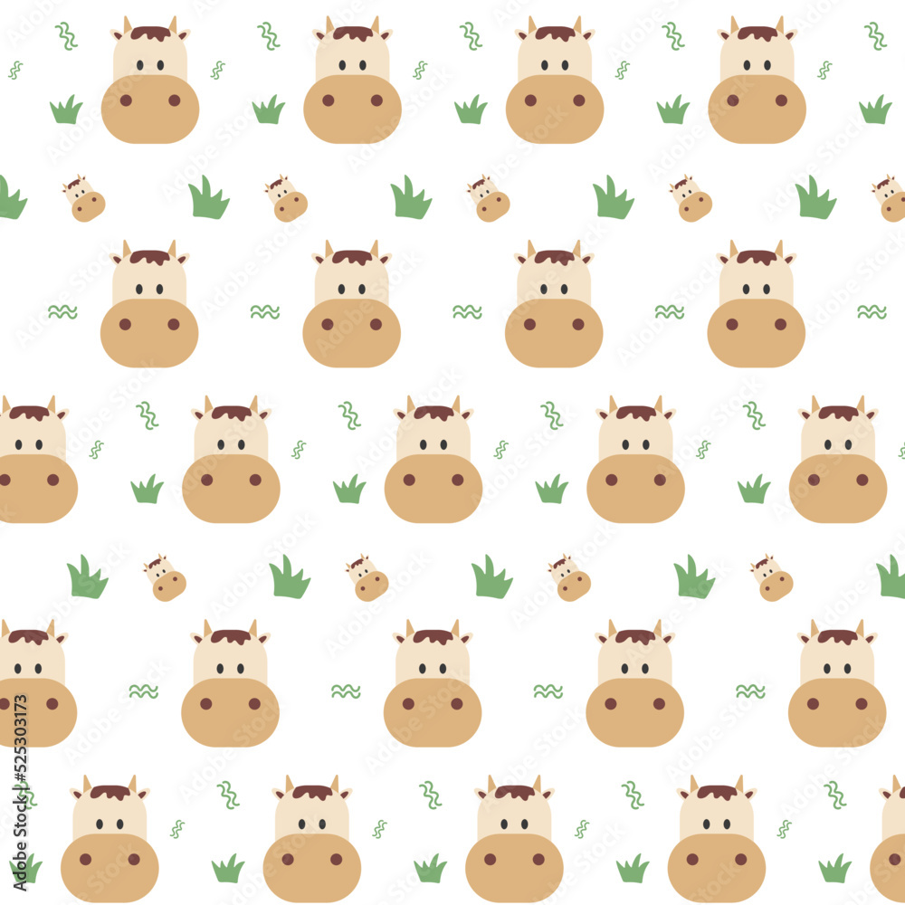 All face of cow illustration and elements background seamless pattern in vector. All face of cow illustration and elements background seamless pattern in vector.