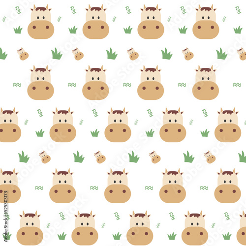 All face of cow illustration and elements background seamless pattern in vector.