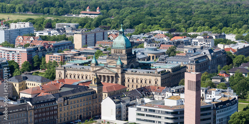 Leipzig, Germany - Jun 3, 2022: High angle view on the Bundesverwaltungsgericht (federal administrative court, BVerwG).