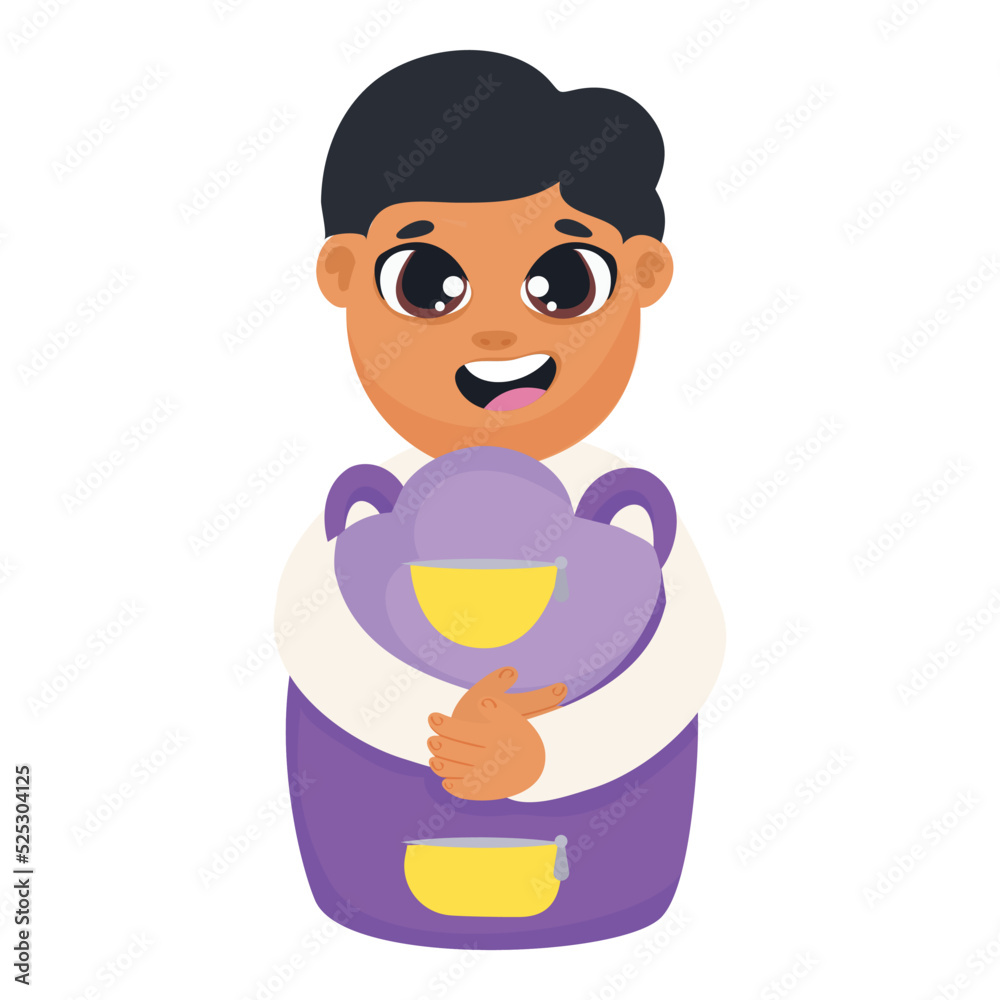 Cheerful Student Boy With Backpack On White Background.