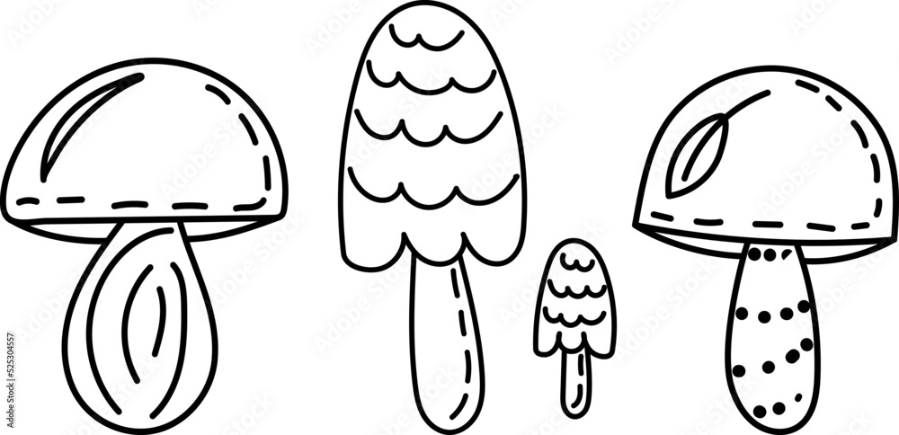 doodle mushroom outline, sketch on white background doodle mushroom outline, sketch on white background