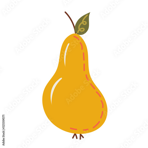 doodle pear in flat style isolated, vector