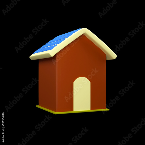 3D Rendering Of House Or Home Element On Black Background. © Abdul Qaiyoom