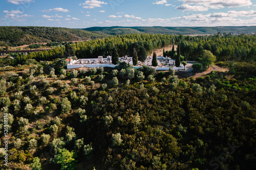 Hill-top cemetery captured in Constancia, Santarem District, Portugal